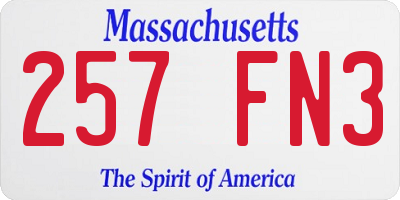 MA license plate 257FN3
