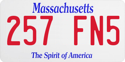 MA license plate 257FN5