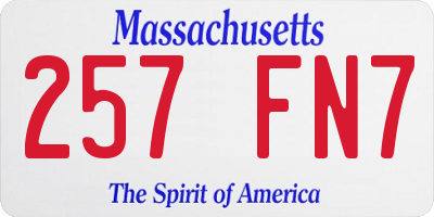 MA license plate 257FN7