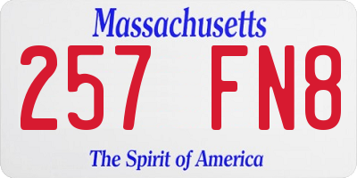 MA license plate 257FN8