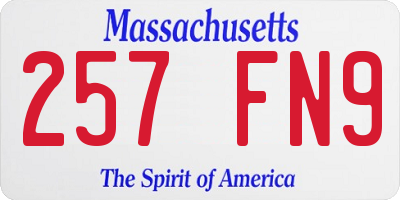 MA license plate 257FN9