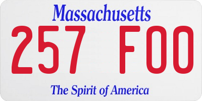 MA license plate 257FO0