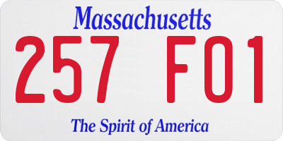 MA license plate 257FO1