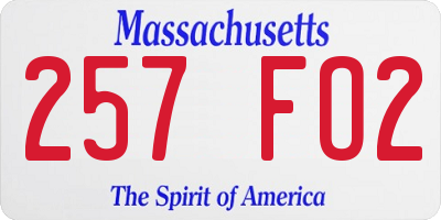 MA license plate 257FO2