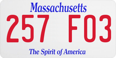 MA license plate 257FO3