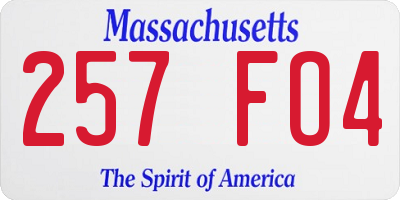 MA license plate 257FO4