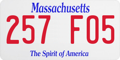 MA license plate 257FO5