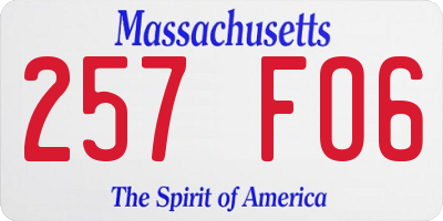 MA license plate 257FO6