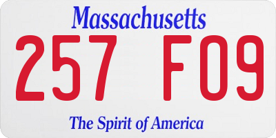 MA license plate 257FO9