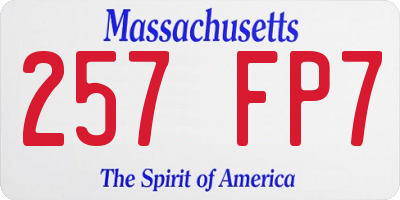 MA license plate 257FP7
