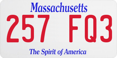 MA license plate 257FQ3