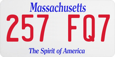 MA license plate 257FQ7