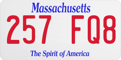 MA license plate 257FQ8