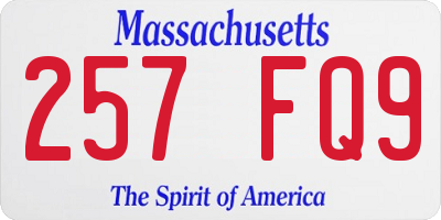 MA license plate 257FQ9