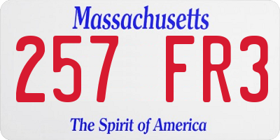 MA license plate 257FR3