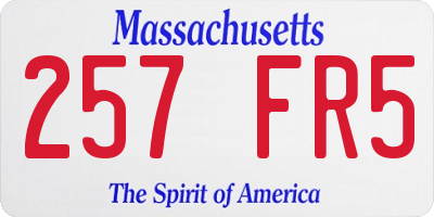 MA license plate 257FR5