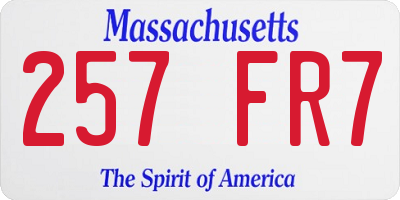 MA license plate 257FR7