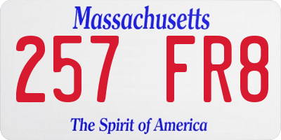 MA license plate 257FR8