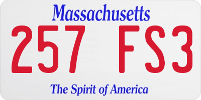MA license plate 257FS3