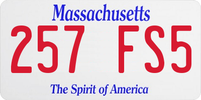 MA license plate 257FS5