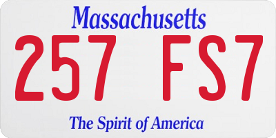 MA license plate 257FS7