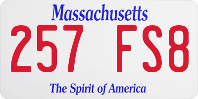 MA license plate 257FS8