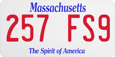 MA license plate 257FS9