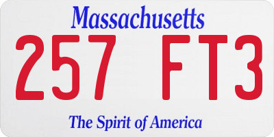 MA license plate 257FT3
