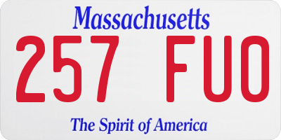 MA license plate 257FU0