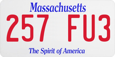 MA license plate 257FU3