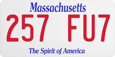 MA license plate 257FU7