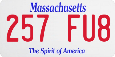 MA license plate 257FU8