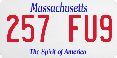 MA license plate 257FU9