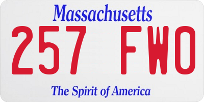 MA license plate 257FW0