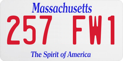 MA license plate 257FW1
