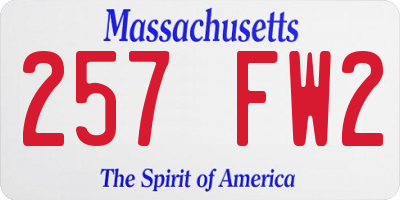 MA license plate 257FW2