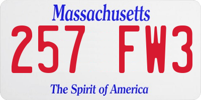 MA license plate 257FW3
