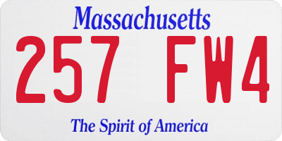 MA license plate 257FW4