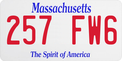 MA license plate 257FW6