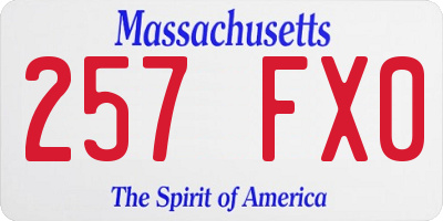 MA license plate 257FX0