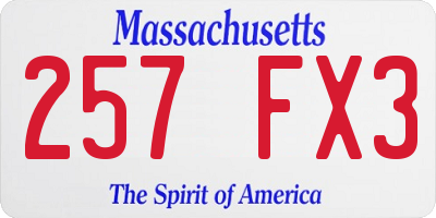MA license plate 257FX3
