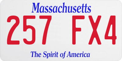 MA license plate 257FX4