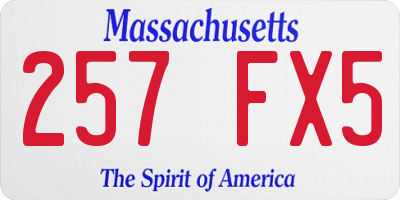 MA license plate 257FX5