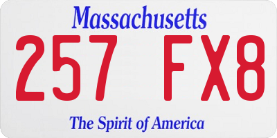 MA license plate 257FX8