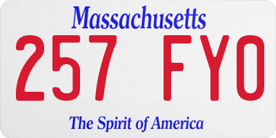 MA license plate 257FY0