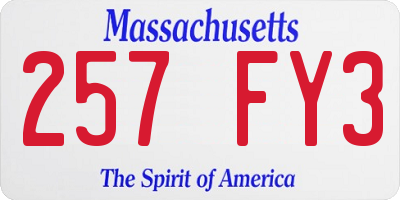 MA license plate 257FY3