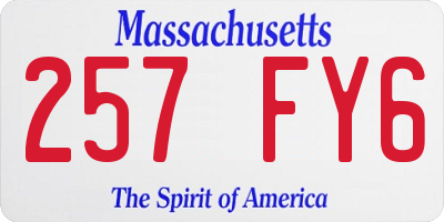 MA license plate 257FY6