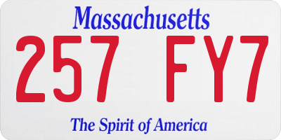 MA license plate 257FY7