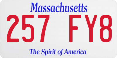 MA license plate 257FY8