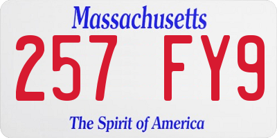 MA license plate 257FY9
